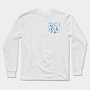 Pocket- speckled watercolor blue Long Sleeve T-Shirt